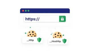 Chrome 140 HTTP cookie prefixes __Http __HostHttp security browser white background illustration