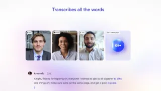 Otter.ai meeting interface showing real-time transcription during virtual conference call with multiple participants