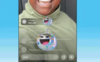 YouTube gift effects interface showing disco ball animation and "Sent a gift" notification overlay