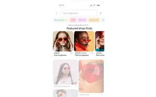 Pinterest Top of Search ads display "Featured shop finds" for red sunglasses with pricing and brand info.