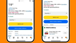 Amazon's Add to Delivery button enables one-tap checkout for items joining existing Prime orders.