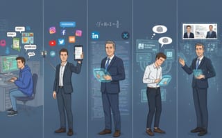 Marketing professionals across generations using digital platforms, social media, and AI technology