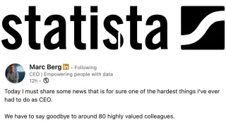 Statista CEO Marc Berg announces 80 layoffs on LinkedIn amid AI automation shift