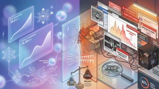 Split-screen illustration contrasting AI advertising promises with operational reality and brand safety chaos