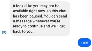 Meta support chat pausing conversation despite advertiser responding "i am" immediately