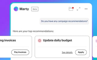 Walmart Connect's Marty advertising assistant interface showing campaign recommendations in beta testing.