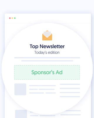 Newsletter layout showing native sponsor ad placement integrated with editorial content