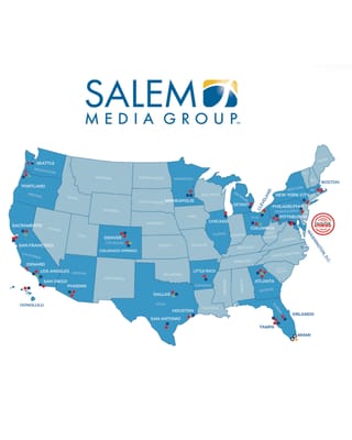 Salem Media Group's 91-station network spans major U.S. markets from coast to coast.