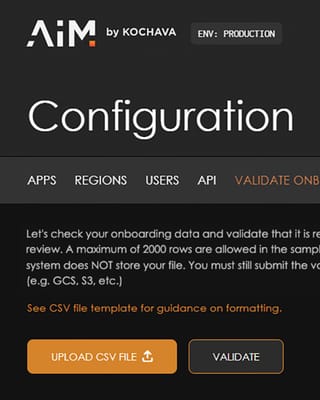 MMM data validator interface showing CSV upload for campaign validation