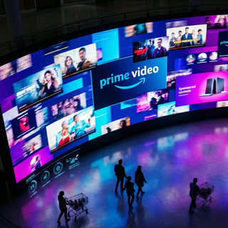 Prime Video streaming ads display with programmatic data analytics showing Amazon's advertising growth