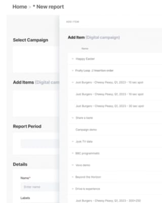 AudienceProject's new single-page report builder interface showing unified campaign configuration workflow