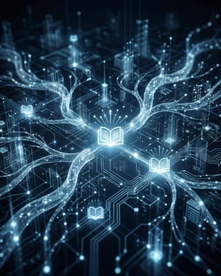 Digital infrastructure showing AI grounding technology connecting information sources