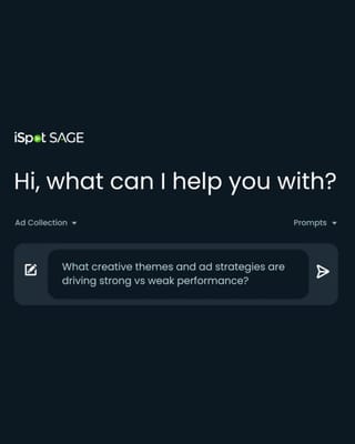iSpot SAGE conversational interface analyzing creative themes and advertising performance strategies