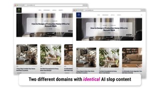 Two domains, same AI-generated articles and images - AutoBait's identical content across MFA sites.