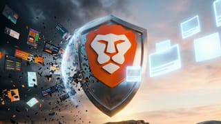 Brave shield blocks publisher ads on the left while serving its own clean ads on the right.