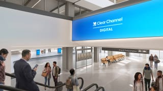 Rendering of Clear Channel Digital LED video wall at Omaha Eppley Airfield's new terminal, 2027.