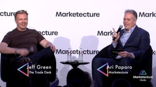 Jeff Green (The Trade Desk) and Ari Paparo (Marketecture) on stage at Marketecture Live 2026.