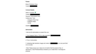 PhotobookShop influencer contract instructing creators not to disclose free products.