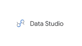 Data Studio logo with connected nodes icon on white background, Google data tool