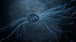 LinkedIn fingerprint with data streams leaking to third parties, BrowserGate lawsuit visual.