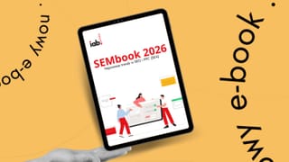 IAB Polska SEMbook 2026 e-book cover on tablet, SEO and PPC trends guide