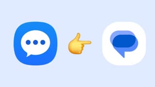 Samsung Messages and Google Messages app icons side by side on light blue background