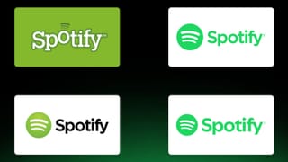 Spotify logo evolution over 20 years, from early green wordmark to modern icon