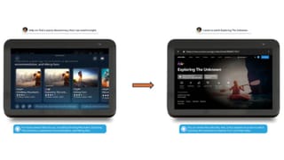 Echo Show displaying Alexa+ sponsored content tile for Prime Video channel subscription