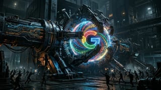 Industrial machine gripping Google's data monopoly as rivals struggle for access.