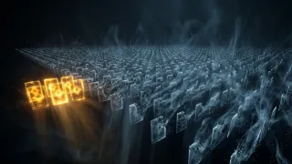 Thousands of glowing subscription cards dissolving into ash, with only 5% surviving in gold light.