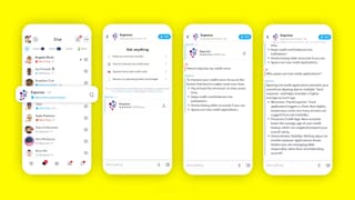 Snapchat Chat tab showing Experian AI Sponsored Snap with credit advice conversation
