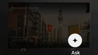 YouTube conversational AI sparkle button on smart TV during Tokyo travel video playback