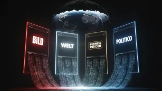 Axel Springer digital news brands BILD, WELT, Business Insider, and Politico on global screens
