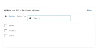 LinkedIn Campaign Manager Device Type targeting panel showing Mobile, Desktop, and Tablet options.