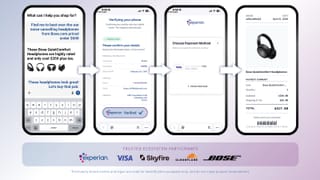Experian Agent Trust flow: AI agent shops, identity verified, payment authorized, order placed