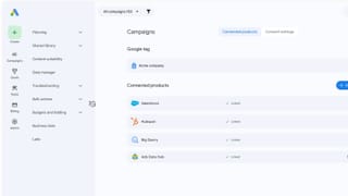 Google Ads Data Manager showing connected products: Salesforce, HubSpot, BigQuery, Ads Data Hub.