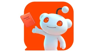 Reddit Snoo mascot holding a best practices guide book on orange background.