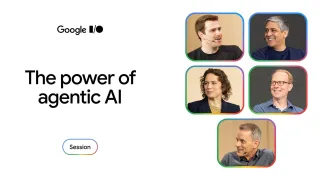 Google I/O 2026 agentic AI panel with Koray Kavukcuoglu, Liz Reid, and Jeff Dean
