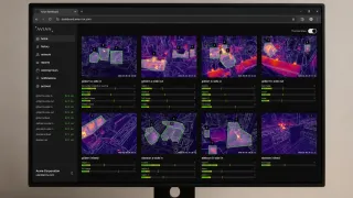 AVIAN thermal monitoring dashboard showing live infrared camera feeds across industrial sites