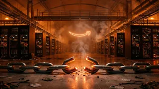 Broken chain in Amazon server room symbolizing SP-API fee cancellation