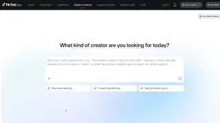 TikTok One Creator AI Search interface showing natural language query input field