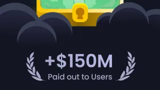 Freecash app icon showing $150M paid out to users, Google Play reinstatement 2026