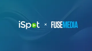 iSpot and Fuse Media logos on blue background, announcing CTV measurement partnership