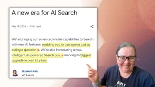 Marie Haynes highlights Elizabeth Reid's Google I/O 2026 blog post on AI Search agents