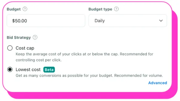 Lowest cost autobidding beta for the Conversions and App Install objectives