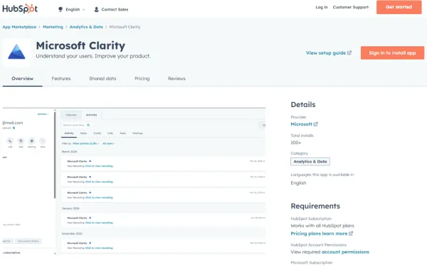 Microsoft Clarity on HubSpot