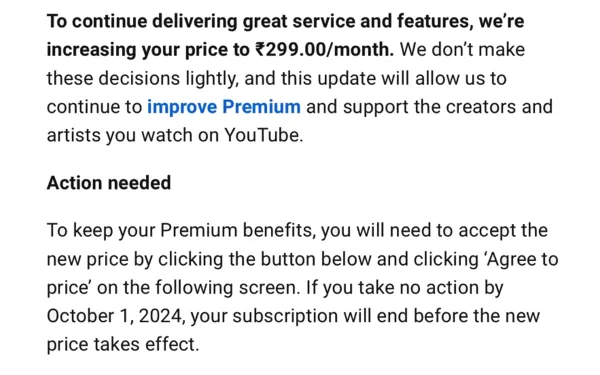 YouTube Premium price hike in India