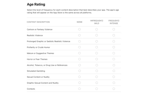 Apple Age Ratings