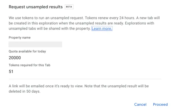 GA360 unsampled quota enhancements and API