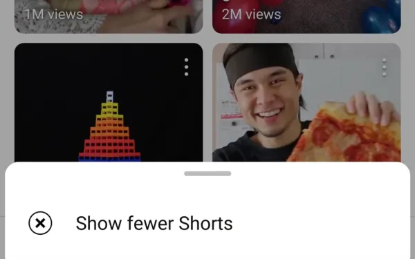 New option to show fewer Shorts in the YouTube home feed